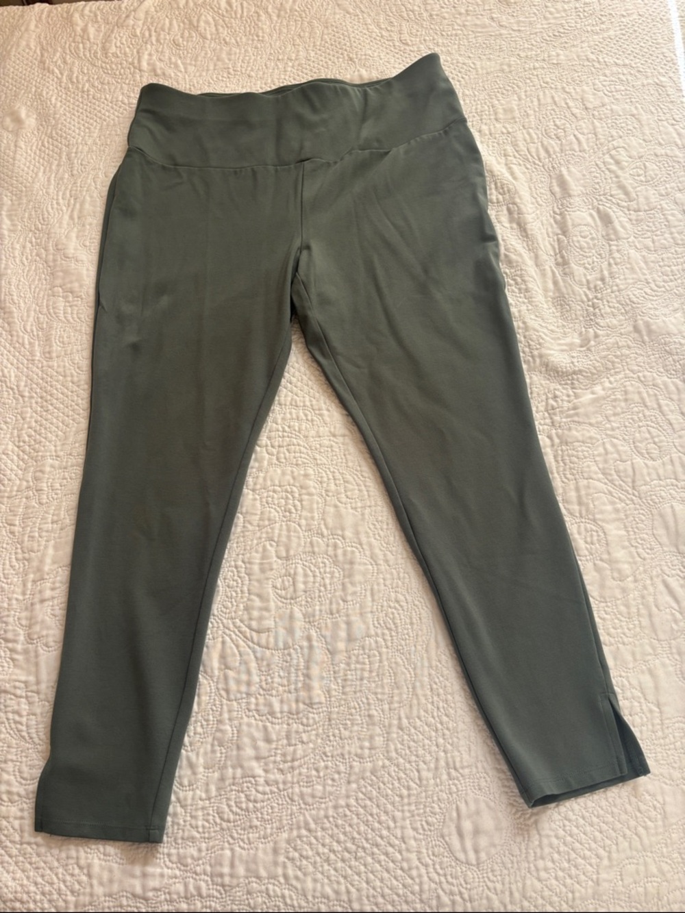 Girls with Curved size XL olive military stretch green ankle pants
